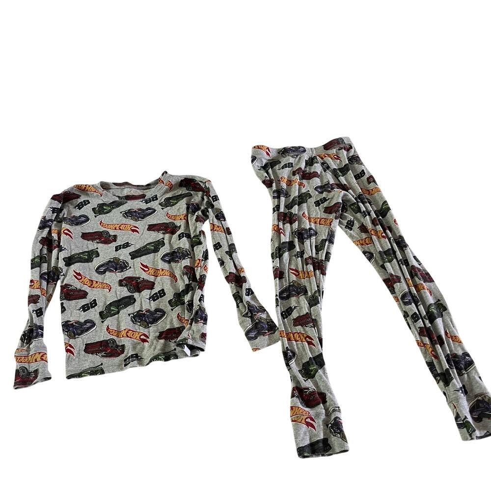 Gap Organic Cotton Grey Hot Wheels Pajama Set Boy's Size 14